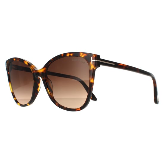 Gafas de sol de mujer Tom Ford Cat Eye en marrón habana oscuro con efecto degradado. - Image 2