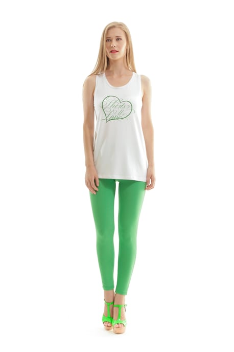 Racer Back Print Top in White Viscose Elastane
