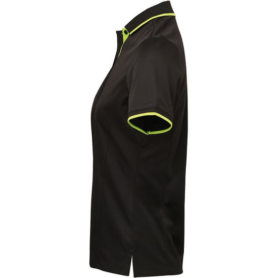 Premier Womens/Ladies Contrast Coolchecker Polo Shirt (Black/Lime) - Image 3
