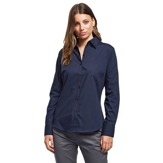 Premier Womens/Ladies Poplin Long-Sleeved Blouse (Navy) - Image 3
