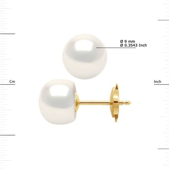 DIADEMA - Earrings - Yellow Gold and Real Freshwater Pearls