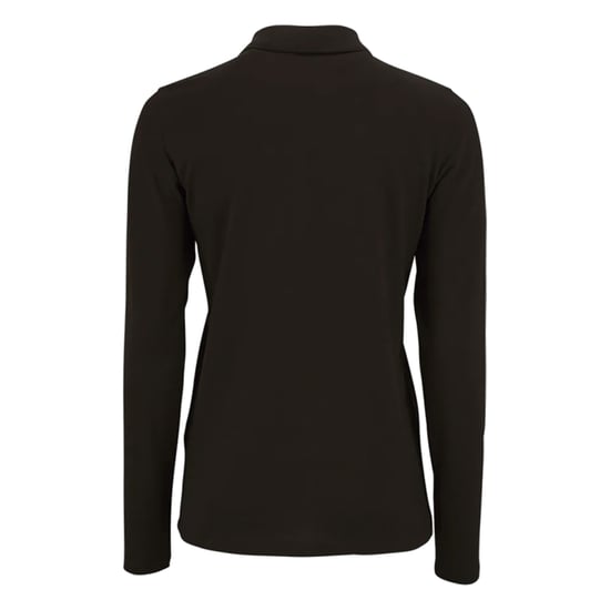 SOLS Womens/Ladies Perfect Pique Long-Sleeved Polo Shirt (Black) - Image 2