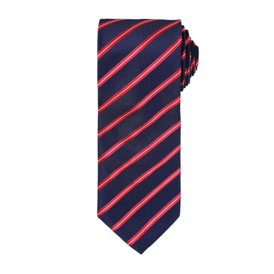 Premier Mens Stripe Tie (Navy/Red) - Image 1