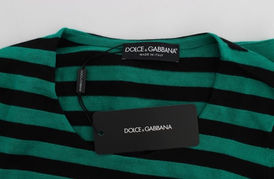 Suéter de seda y cachemira verde y negro para mujer de Dolce & Gabbana - Image 5