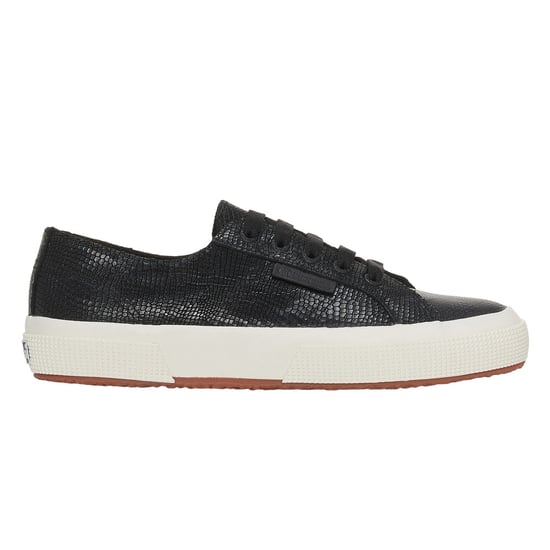 Superga Womens/Ladies 2750 Snake Print Grain Leather Trainers (Black/Avorio) - Image 1