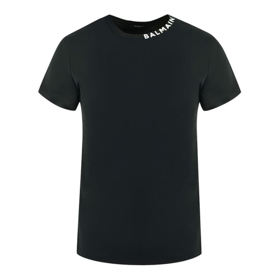 Balmain camiseta negra con logo llamativo en el cuello - Image 1