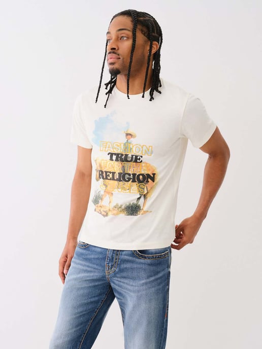 Embroidered Cowboy Tee in White