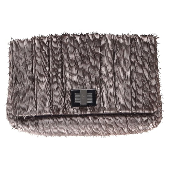 Anya Hindmarch Rosalyn Fringed Clutch Bag in Metallic Grey Leather - Image 1