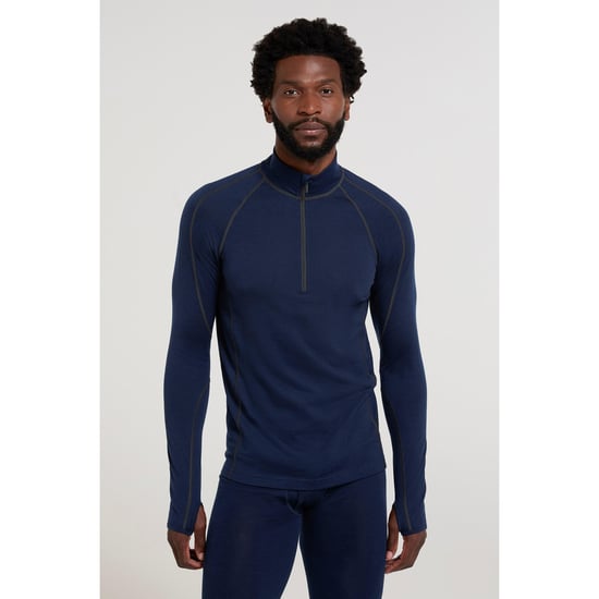 Mountain Warehouse Mens Asgard III Merino Wool Thermal Top (Dark Blue)