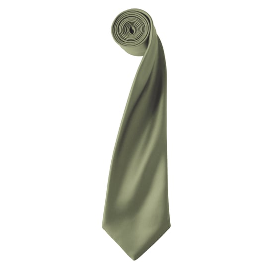 Premier Mens Plain Satin Tie (Narrow Blade) (Olive) - Image 1