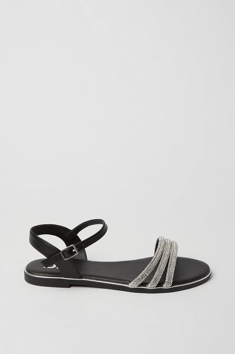 Wide Fit Fern Embellished Flat Sandals - Image 2