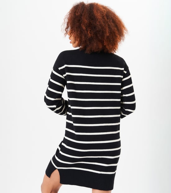 Vestido túnica extragrande a rayas con cuello alto - Image 4