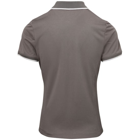 Premier Womens/Ladies Contrast Coolchecker Polo Shirt (Dark Grey/Silver) - Image 2