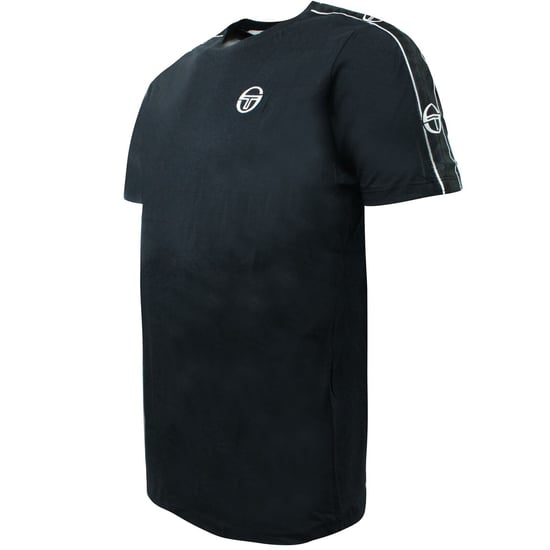 Sergio Tacchini Mens Feather Camiseta Logotipo grabado Top Negro 38536 166 - Image 1