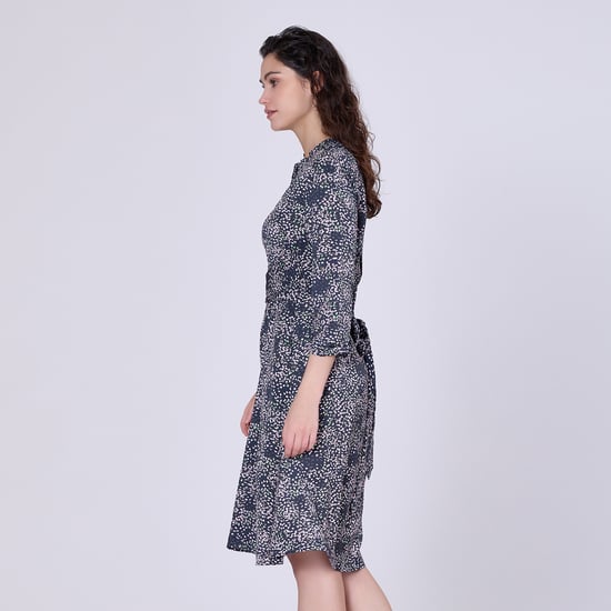Minimalist printed tea dress and 3/4 sleeves