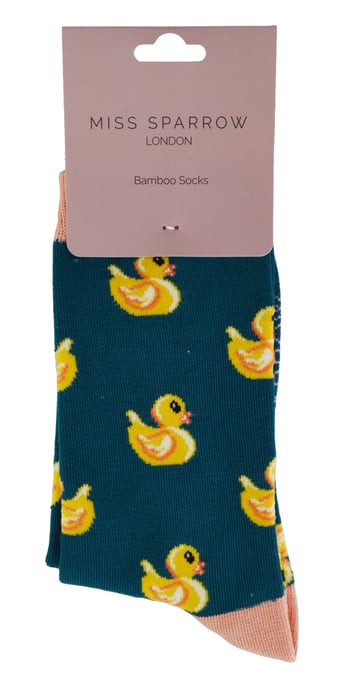 Calcetines de Goma con Dibujo de Pato para Mujer | Miss Sparrow | Calcetines de Bambú con Dibujo de Pato Suaves y Transpirables - Teal - Image 2