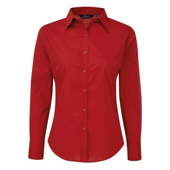 Premier Womens/Ladies Long-Sleeved Shirt (Red) - Image 1