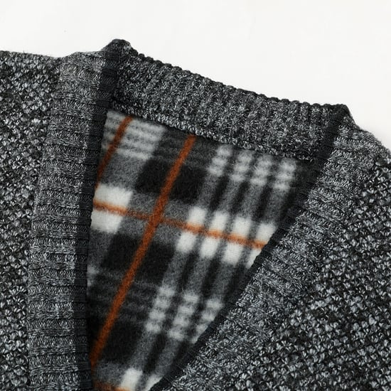 Men's Cardigan with Two Pocket Button Stand-Up Collar Cardigan for Winter Dark Grey - Image 4