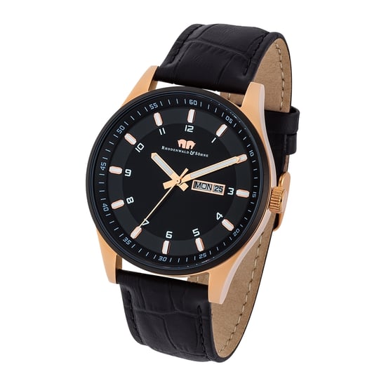 Rhodenwald & Söhne Male Quartz Rose Gold Genuine Leather Black Watch