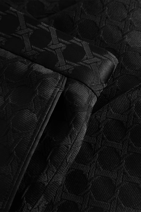 Papatya Slim Fit Black Jacquard Trousers