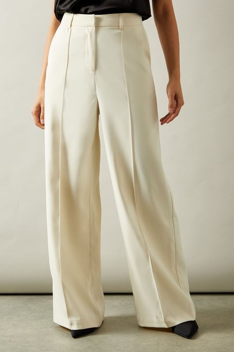 High Waist Pintuck Straight Trouser