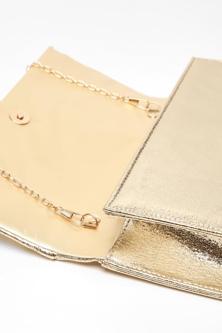 Gold Foil Twist Clutch Bag
