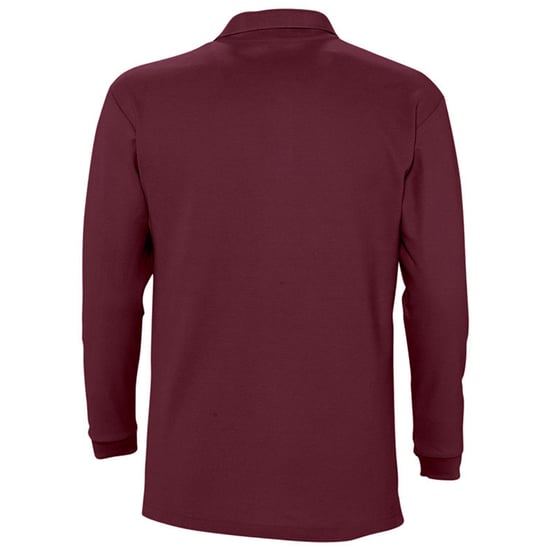 SOLS Mens Winter II Long Sleeve Pique Cotton Polo Shirt (Burgundy) - Image 2