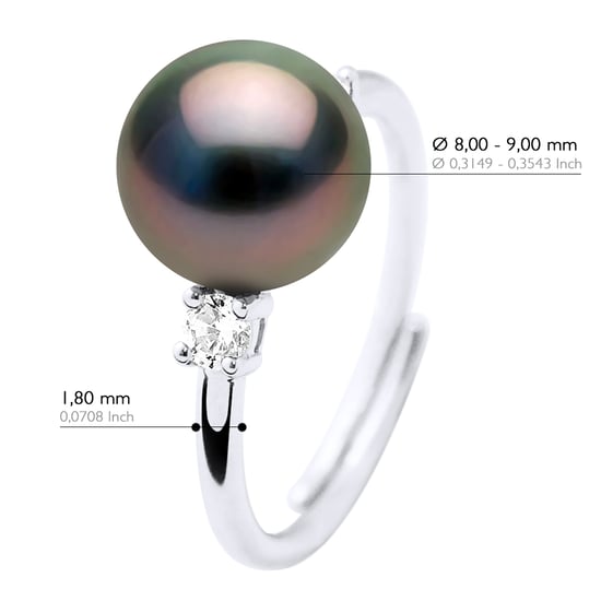 Ring Jewelry - Real Cultured Tahiti Pearl Round 8-9 mm - Image 2