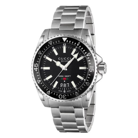 Gucci - Dive Stainless Steel Bracelet Black Dial Men's Watch - Image 1
