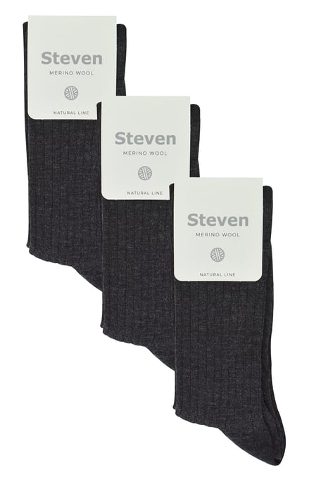 3 Pares Señoras Original Merino Lana Calcetines | Steven | Transpirable Grueso Caliente Bota Calcetines - Gris Oscuro - Image 2