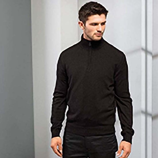 Premier Mens 1/4 Zip Neck Knitted Sweater (Black) - Image 3