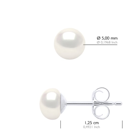 Earrings - Silver 925 and Real Cultured Freshwater Pearls Button 5-6 mm - Image 2