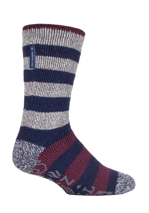 HEAT HOLDERS - Calcetines gruesos antideslizantes con forro polar a rayas para hombre - Image 1