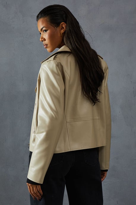 Leather Look Biker Jacket