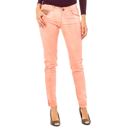 Elastic trousers with skinny cut hems HWT010 woman