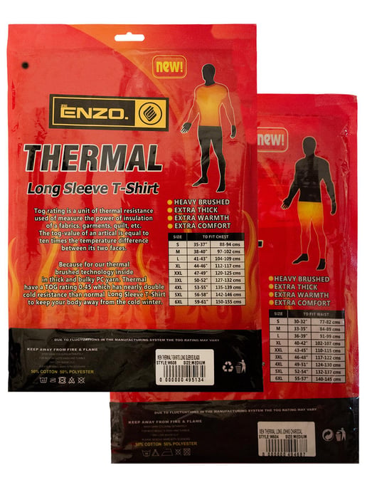 Enzo | Mens Thermal Set Long Sleeve Top & Bottom