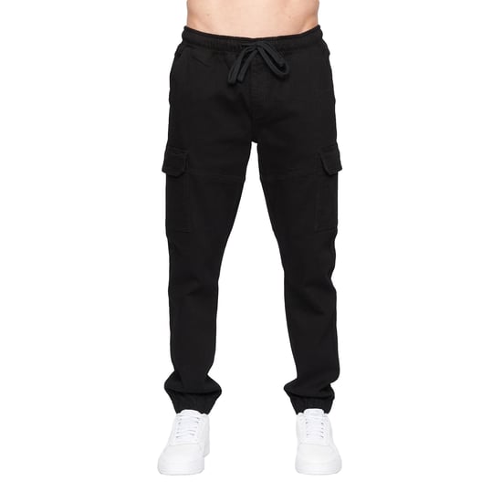 Crosshatch Mens Malimore Cuffed Ankle Cargo Jeans (Solid Black) - Image 1