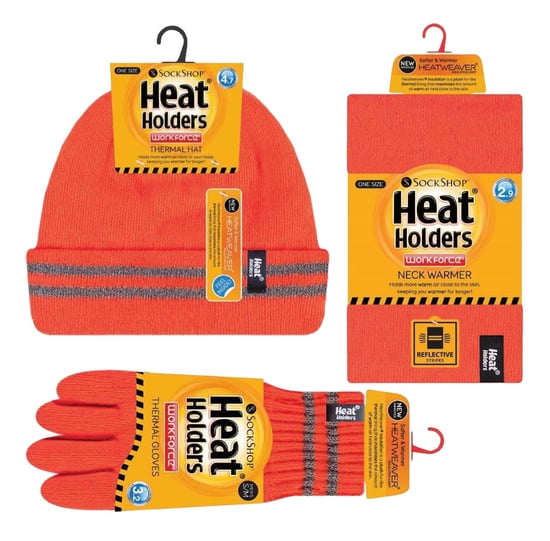 Conjunto de gorro, calentador de cuello y guantes Hi Vis | Calentadores | Ropa de trabajo reflectante para climas extremadamente fríos - Naranja - Image 2