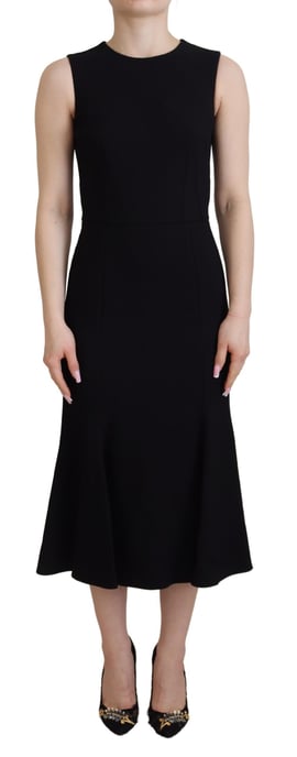 Vestido de mujer entallado con campana de viscosa negra de Dolce & Gabbana - Image 1