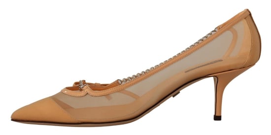 Zapatos de Tacón con Cadena de Cuero y Malla en Melocotón para Mujer de Dolce & Gabbana - Image 5