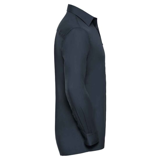 Russell Collection Mens Classic Polycotton Long-Sleeved Shirt (French Navy) - Image 3