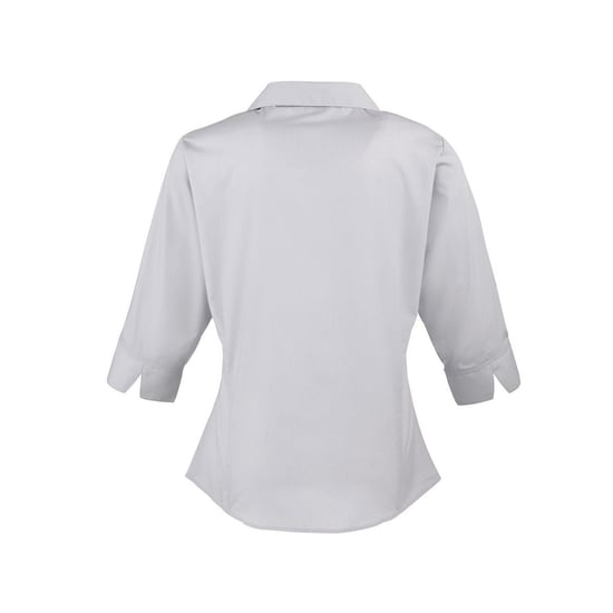 Premier Womens/Ladies Poplin 3/4 Sleeve Shirt (Silver) - Image 2