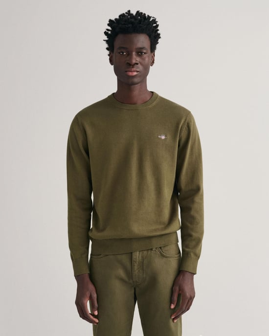 GANT Mens Classic Cotton Crew Neck Jumper - Image 1