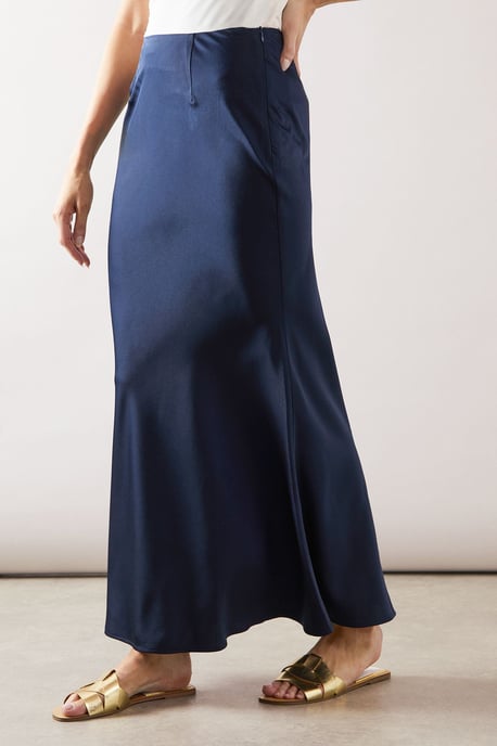 Satin Bias Cut Midi Skirt