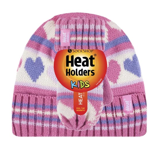 Calentadores - Juego de gorro y manoplas térmicas de invierno para niñas con forro polar de punto a rayas de colores - Image 2