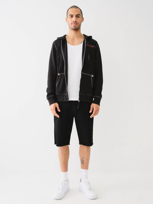 Big T Overt Painted Horseshoe Zip Up in Black