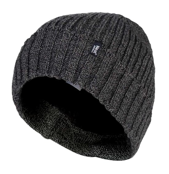 3.6 tog Fleece Lined Mens Thermal Turn Over Cuff Winter Beanie Hat - Image 1