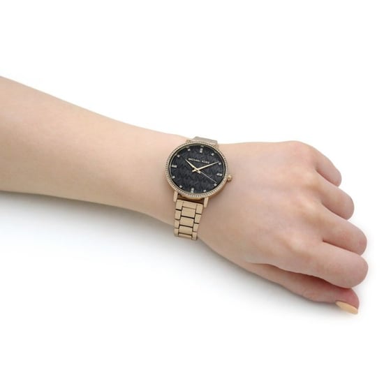 Michael Kors MK4593 Pyper Black MK Patterned Ladies Watch - Image 4