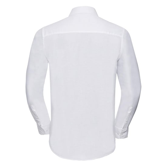 Russell Collection Mens Long Sleeve Easy Care Tailored Oxford Shirt (White) - Image 2