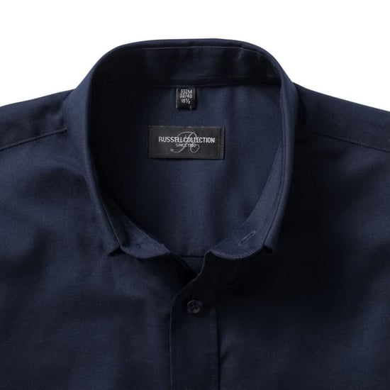 Russell Collection Mens Long Sleeve Easy Care Oxford Shirt (Bright Navy)